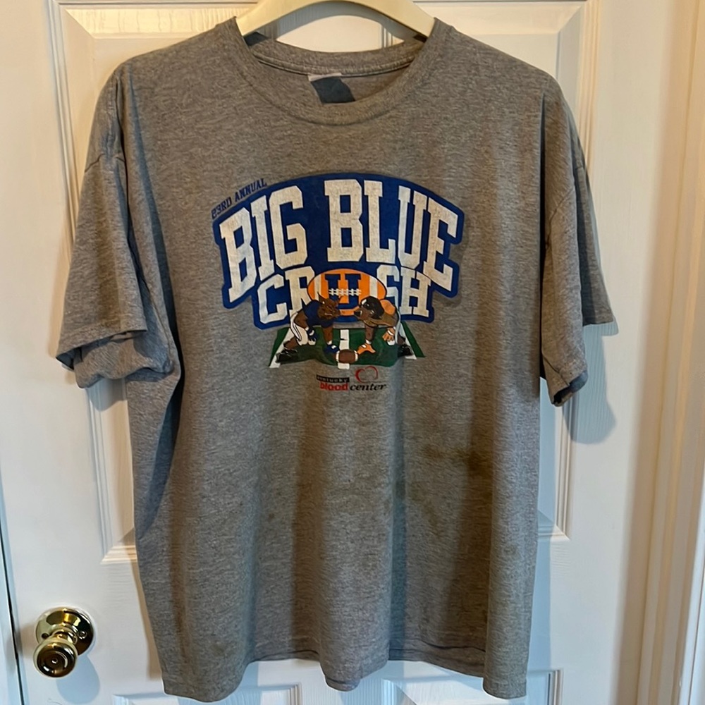 Discolored 2X Jerzees UK Big Blue Nation Heathered Gray Tee AS IS SEE PHOTOS